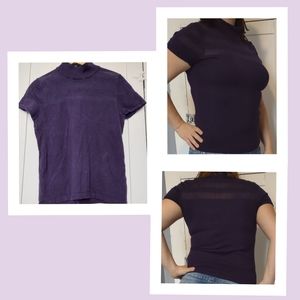 Carmen Marc Valvo purple sweater with sheer detail